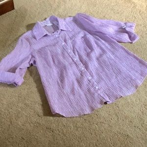 Seersucker lavender and white top